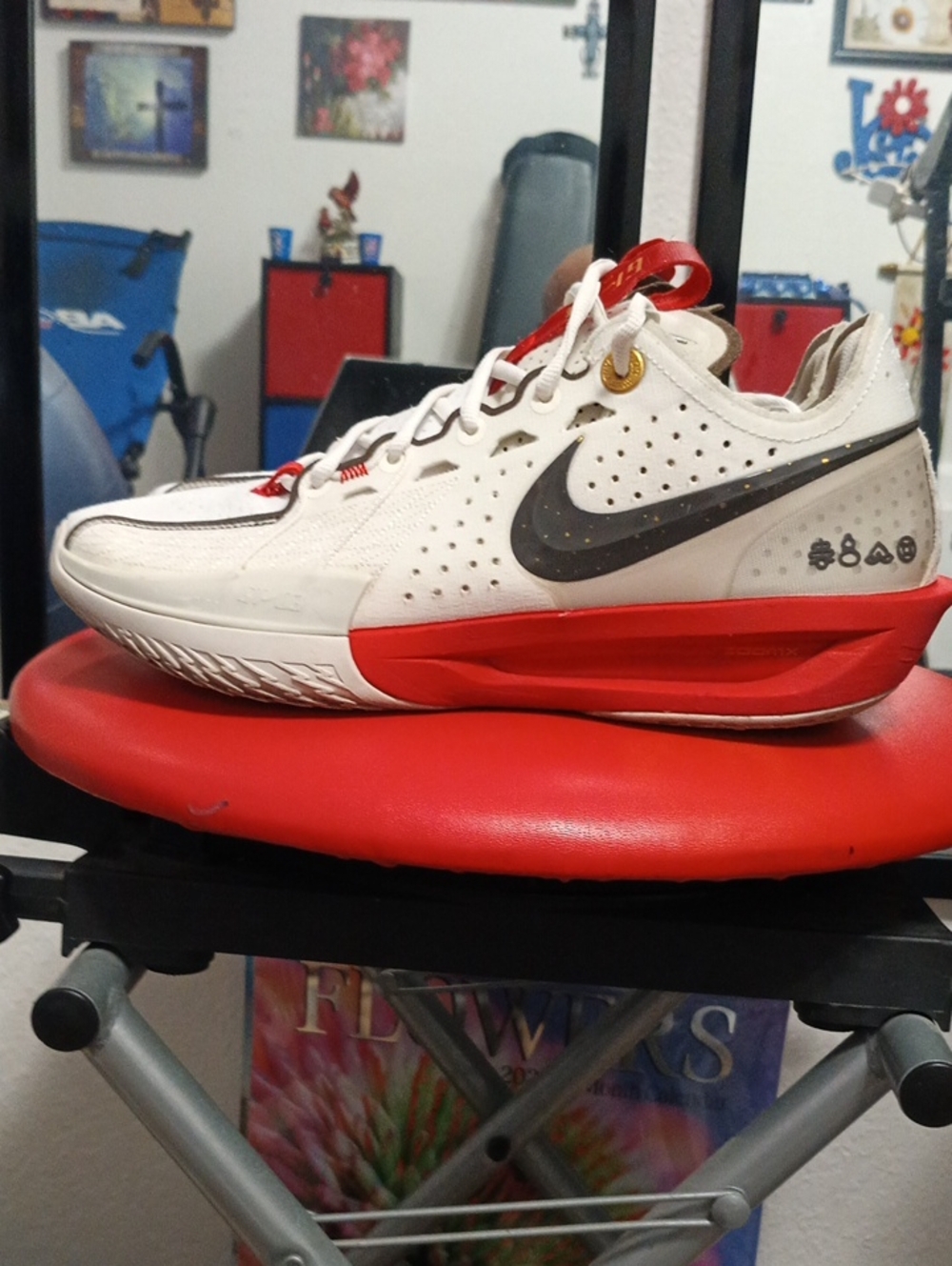 Nike Men's White, Red and Black Athletic Training Shoe